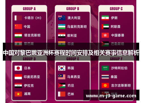 中国对黎巴嫩亚洲杯赛程时间安排及相关赛事信息解析 中国对黎巴嫩亚洲杯赛程时间安排及相关赛事信息解析